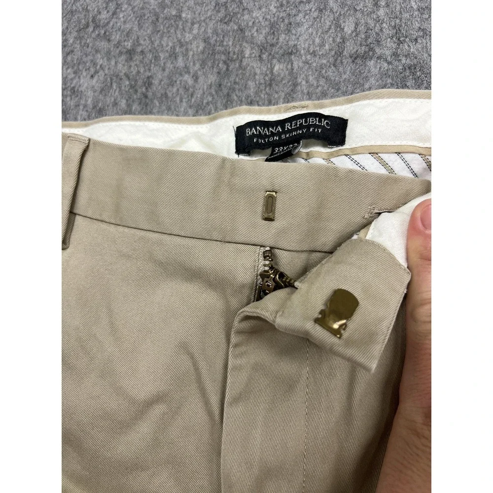Banana Republic Pants Mens 33x32 Beige Rapid Movement Chino Fulton Skinny 33x30*